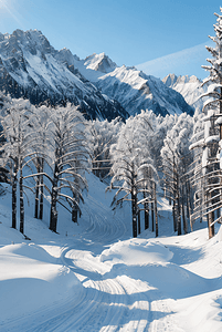 冬季户外积雪树木风景图9照片