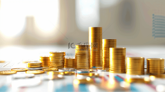 商务背景桌面背景图片_金色钱币硬币多数量商务背景图15