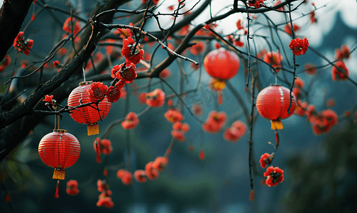 春节装饰红灯笼背景9