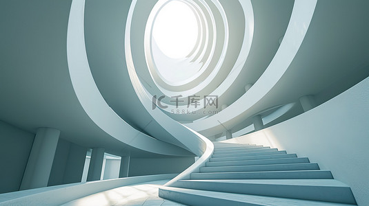 抽象建筑空间背景图片_抽象涡流浅蓝色和白色素材