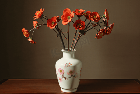 中国风复古花瓶插花摄影配图10