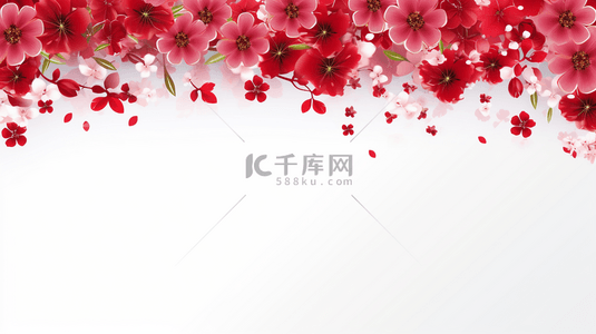 中国风立体红色花朵背景图18