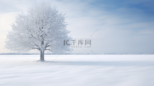 冬季雪景蓝色唯美简约背景图1