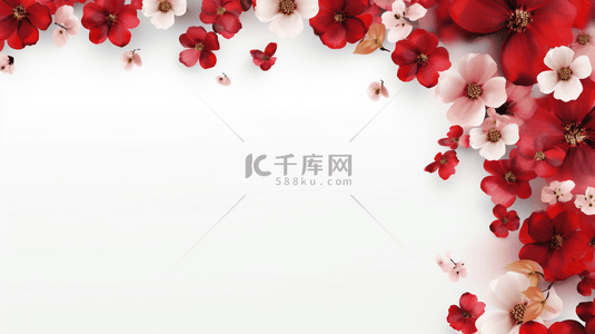 中国风立体红色花朵背景图6