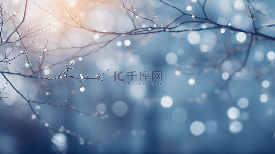 冬季蓝色雪景唯美背景图15