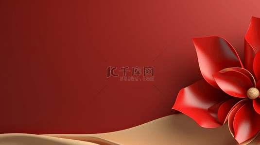 结婚花朵背景图片_大红色底色带花朵大气高端商务背景图8