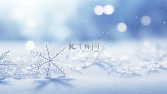 冬季蓝色雪花简约唯美背景图16