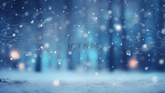 冬季雪景蓝色背景图片_冬季蓝色雪景唯美背景图8