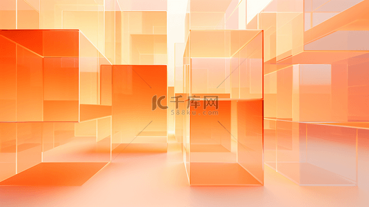 橙色几何背景图片_橙色立体空间背景