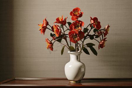 陶瓷中国风花瓶里的花摄影图5