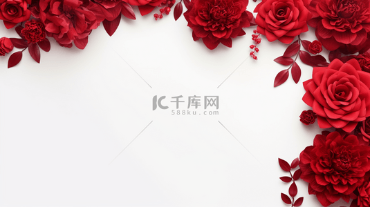 中国风立体红色花朵背景图8