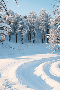 冬季户外积雪树木风景图4摄影图