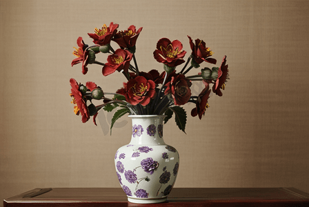 中国风花瓶里的花朵3高清图片