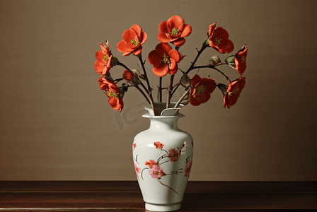 复古陶瓷花瓶插花图8摄影图