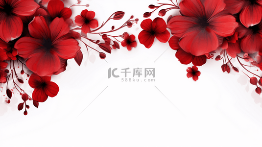 中国风立体红色花朵背景图1