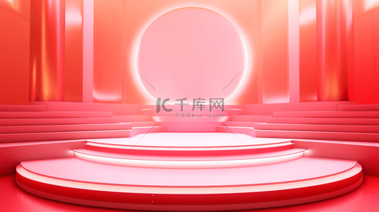 红色灯光高端简约电商舞台背景图7