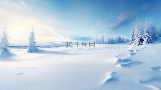 冬季雪景蓝色唯美简约背景图24