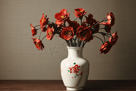 复古中国风花瓶插花摄影图9