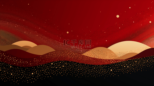 红色中国风山川风景创意背景6