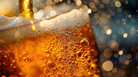 啤酒饮料背景图片_有气泡的啤酒背景