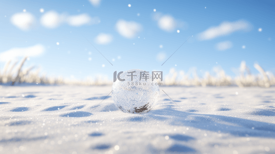 冬季简单背景图片_蓝色冬季圆雪球简约背景图8