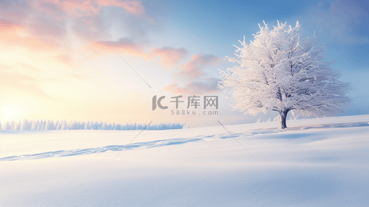 白云大气背景图片_冬季雪景蓝色唯美简约背景图19