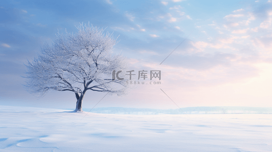 冬季雪景蓝色唯美简约背景图14