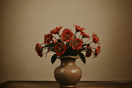 复古陶瓷花瓶插花图片6