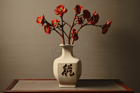复古陶瓷花瓶插花图片2
