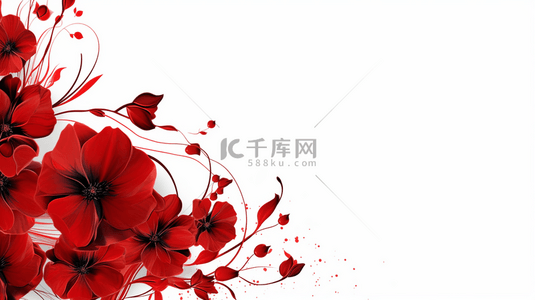 中国风立体红色花朵背景图9