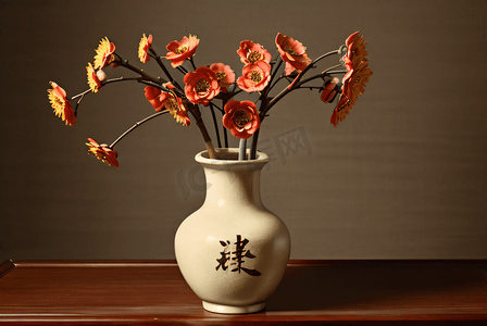 中国风陶瓷花瓶插花图片2