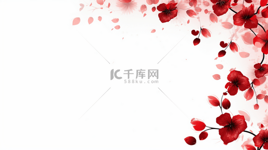 中国风立体红色花朵背景图20