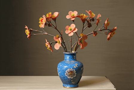 中国风复古花瓶插花摄影配图3