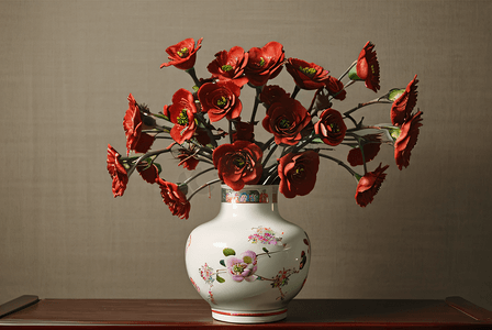 中国风复古花瓶插花摄影配图2