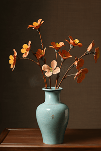 插在复古陶瓷花瓶里的花朵摄影配图6