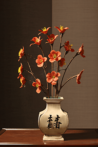 陶瓷花瓶里插着美丽的鲜花摄影图8