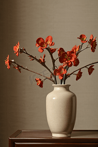 插在复古陶瓷花瓶里的花朵摄影图6