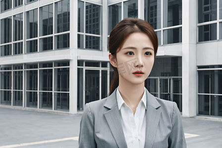 大楼前的职场女性摄影图片4