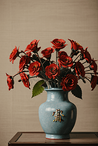 复古花瓶里插着美丽的花朵摄影图片9