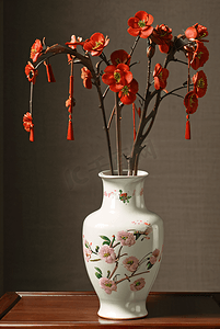陶瓷花瓶里插着美丽的鲜花摄影图片9