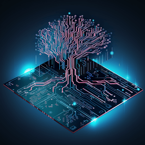 电路板电子人工智能编程数字微芯片技术未来数据载体概念