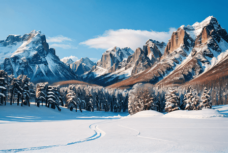 冬日阳光下的高山雪景图9图片