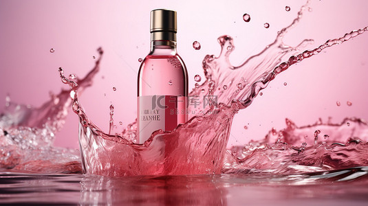 护肤瓶子粉色水花背景
