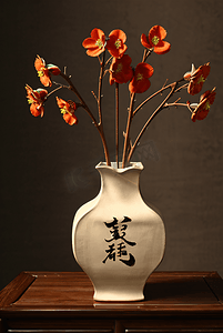 插在复古陶瓷花瓶里的花朵摄影配图9