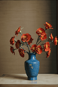 复古花瓶里插着美丽的花朵摄影图片8