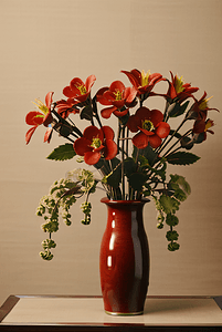 插在复古陶瓷花瓶里的花朵摄影配图5
