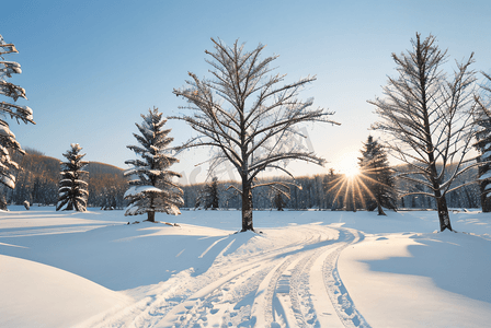 阳光照射下的高山雪景图6高清摄影图