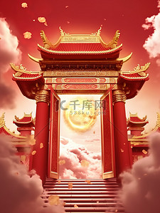 电商背景图片_年货新年红色大气背景