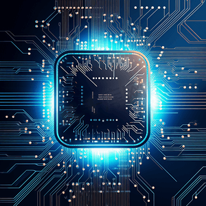 电路板电子人工智能编程数字微芯片技术未来数据载体概念