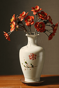 陶瓷花瓶里插着美丽的鲜花摄影图片7